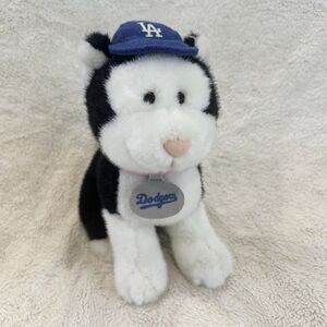 Genuine Los Angeles LA Dodgers Black White Cat Kitten Plush Toy 10" Vintage
